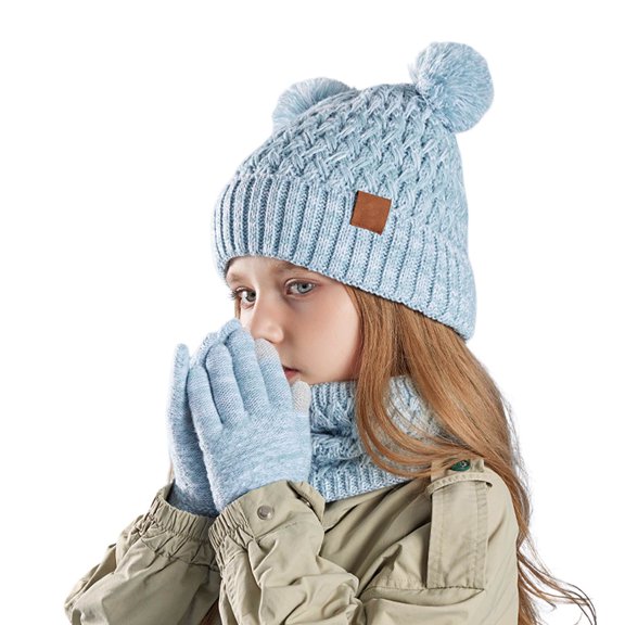 Children Hat Scarf And Glove Set Fashionable Outdoor Baby Warm Three Piece Set for Versatile Winter Comfort