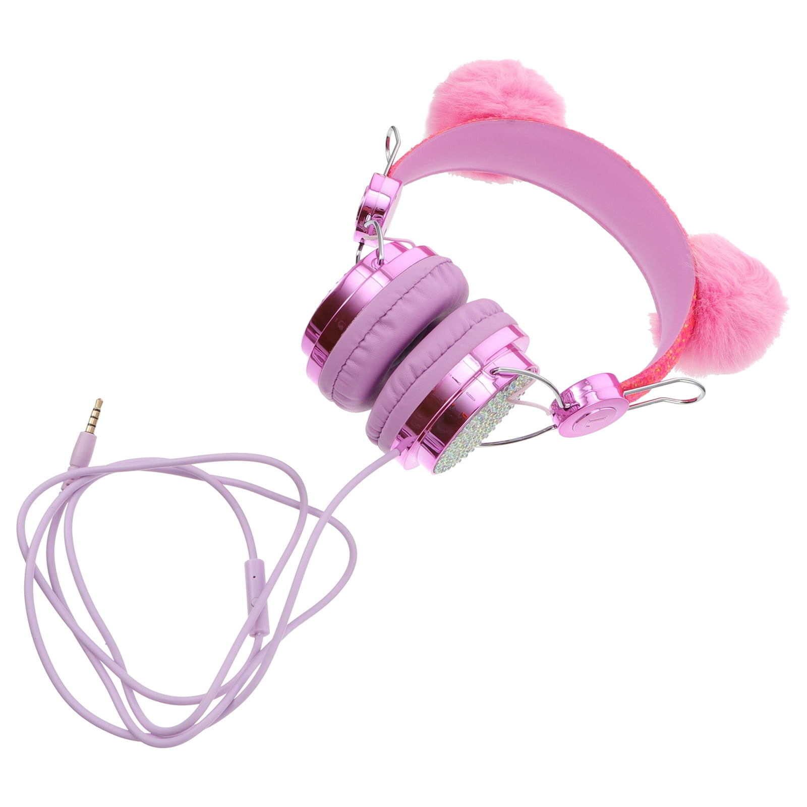 Children Headset with Adjustable Headband Wired PC Gaming Headphone with Lovely Plush Ears Over Ear Gaming Headphones for Computer Laptop Walmart