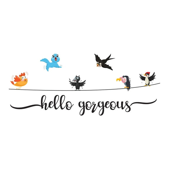 Children Hello Gorgeous Beautiful Cartoon Wall Decal Decoration Gorgeous Bathroom Mirror Wall Decal Art Lasts Years and Easily Removable - Size: 10 In(W) x 4 In(H)