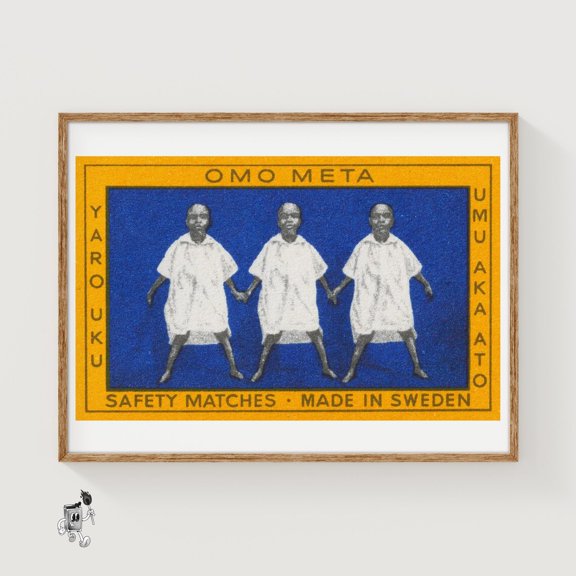Children Holding Hands Swedish Matchbox Wall Art Decor Unframed Paper Print