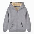 thumbnail image 1 of Children Hoodie Jacket Fashionable Solid Color Hooded Fleece Sweater Jacket 2T 3T 4T 5T 6T 7T 8T Children Grey,12-18 Months, 1 of 4