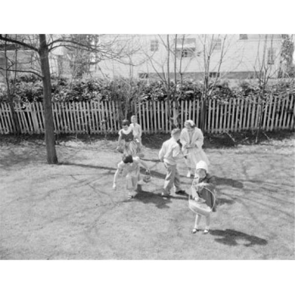 Children Hunting for Easter Egg Poster Print - 18 x 24 in.