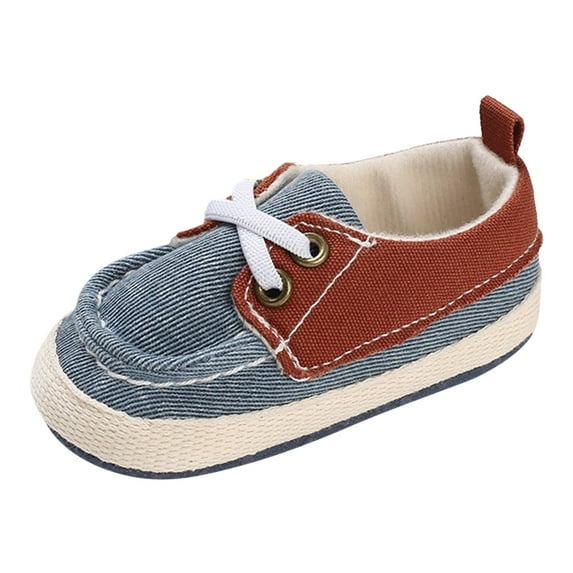 Children Infant Toddler Shoes Spring And Summer Boys And Girls Sports Shoes Flat Bottom Light And Comfortable Canvas Colorblock Blue 0 Months-6 Months