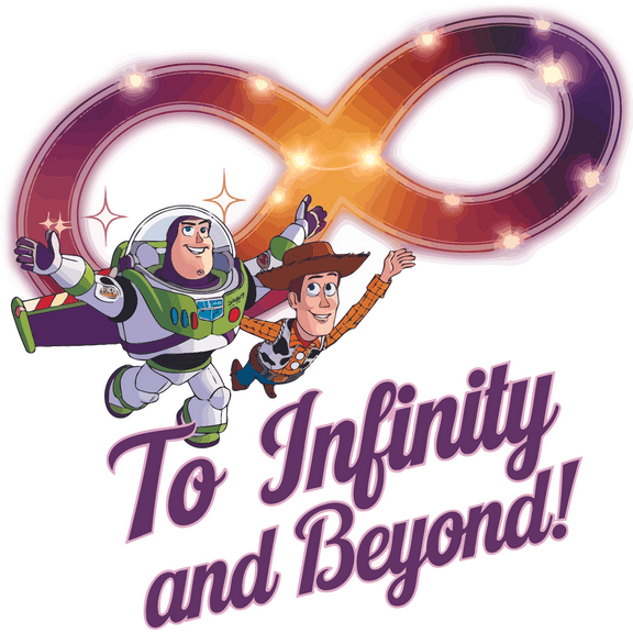 Children To Infinity and Beyond Adventurous Cartoon Wall Decal Decoration Cute Wooody and Buzz Toy Story Characters Kids Infinity Sign Lasts Years and Easily Removable - Size: 30 In(W) x 30 In(H)