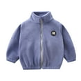 thumbnail image 1 of Children Jacket Fall Children'S Boy'S And Girl'S Large Children'S Spring And Autumn Long Sleeve Thick Warm Collar Outside Wear Fuzzy Kids Top Coat & Outerwear Blue 2 Years-3 Years, 1 of 3