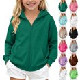 thumbnail image 1 of Children Jackets Girls Dqueduo Children's Winter Solid Color Full Zip Hooded Fleece Lined Sweatshirt Coat Jacket, 1 of 10