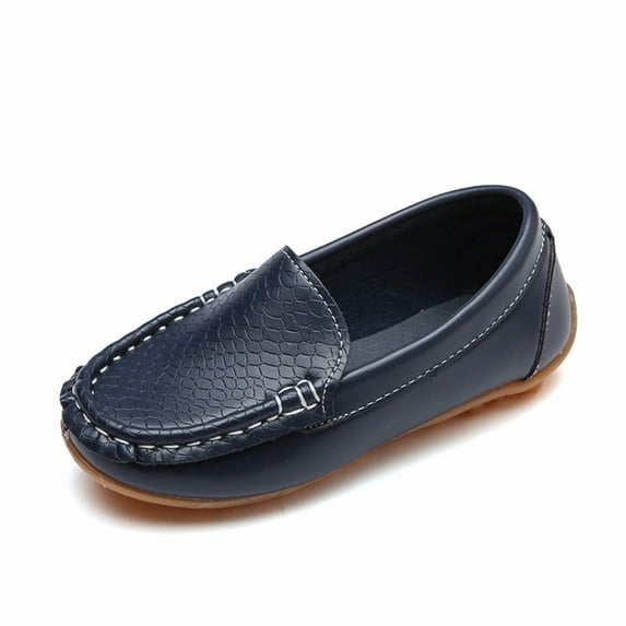 Children Kid Boys Girls Solid Leather Sport Lazy Sneaker Casual Boat Shoes