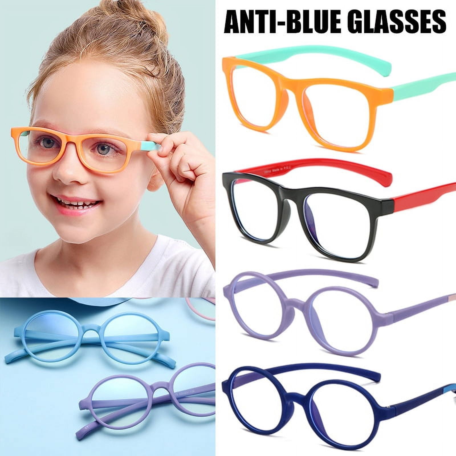 Children Kids Anti Blue Ray Glasses Silicone Frame Flat Anti