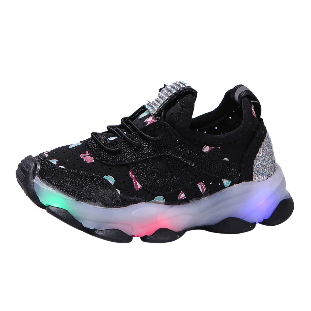 Children Kids Baby Girls Sneakers Bling Led Light Luminous Sport Shoes