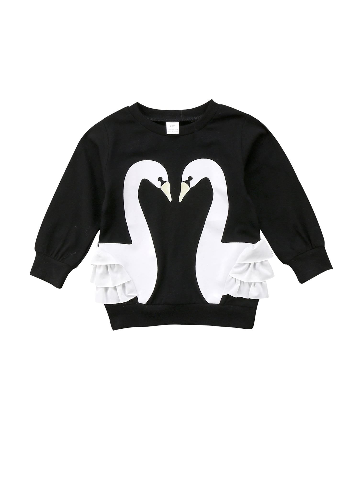 Toddler Girl Graphic Swan Print Long-sleeve Pullover