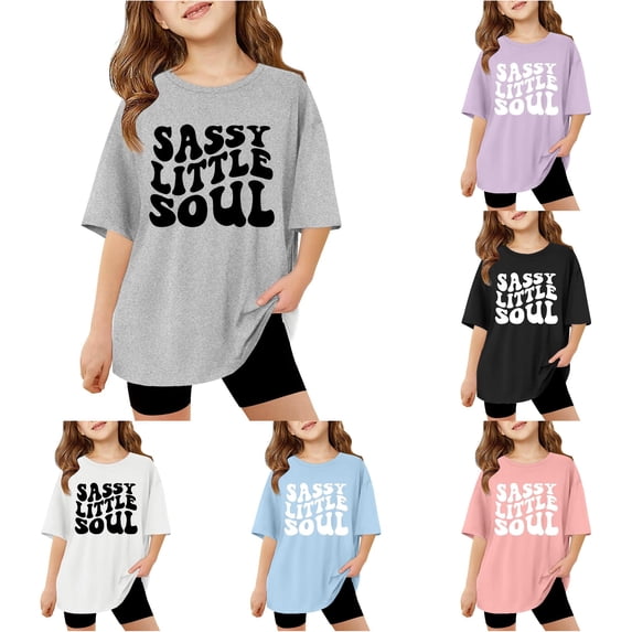 Children Kids Girls Short Sleeve T Shirts Kids Summer Oversized Tops Casual Crewneck Basic Tees Junior Girls Tops 3-4 Years