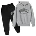 thumbnail image 1 of Children Kids Letter Printed Long Sleeve Hoodie Pullover Sweatshirt Tracksuit Jogger Sweatpants Unisex Casual 2 Pcs Sweatsuit Set, 1 of 2