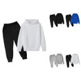 thumbnail image 1 of Children Kids Unisex Solid Color Long Sleeve Hoodie Sweatshirt and Jogger Pants, 2PC Sweatsuit Set, Winter Fall Outfits, 24M-6Y, 1 of 4