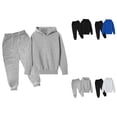 thumbnail image 1 of Children Kids Unisex Solid Color Long Sleeve Hoodie Sweatshirt and Jogger Pants, 2PC Sweatsuit Set, Winter Fall Outfits, 24M-6Y, 1 of 2