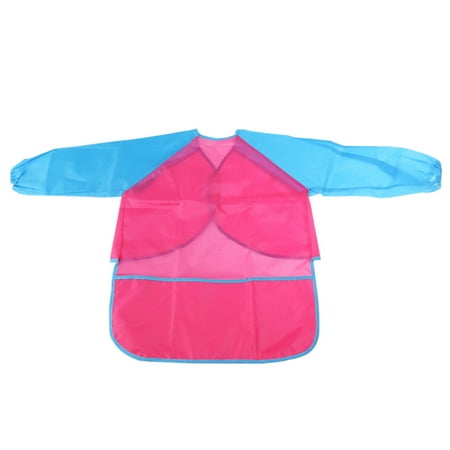 Children Kids Waterproof Long-sleeved Smock Apron for Painting (Red+Blue)