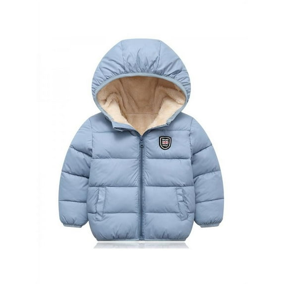 Children Kids Winter Warm Baby Boy Girl Long Sleeve Hoodie Jacket Outerwear Down Solid Print Children Coat Clothes (2-7T)