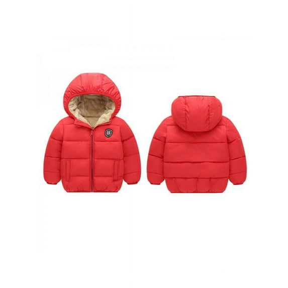 Children Kids Winter Warm Baby Boy Girl Long Sleeve Hoodie Jacket Outerwear Down Solid Print Children Coat Clothes (2-7T)