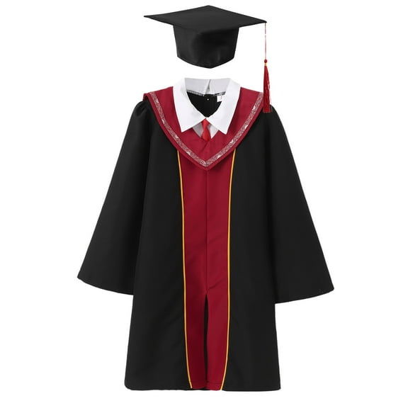 Children Kindergarten Graduation Cap And Gown Graduation Black Cap And Gown Class Of 2025 12-13 Years Cute Boy Girl Clothing