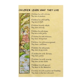 Children Learn What They Live Poem Poster Inspirational Parenting Quote Framed Wall Art Motivational Print for Home School Counseling Office