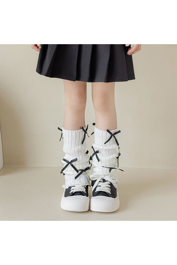 Children Leg Warmers Soft Knit Long Socks Leggings Gaiters Knee Goth Winter Warm Ankle Heap Socks Athletic Socks Girls Ankle Beige 3-15Y