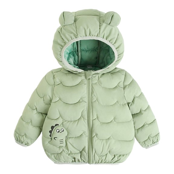 Children Lightweight Down Jackets Boys Girls Fall Winter Warm Coats Zip Up Hooded Quilted Puffer Jacket Green 3-4 Years