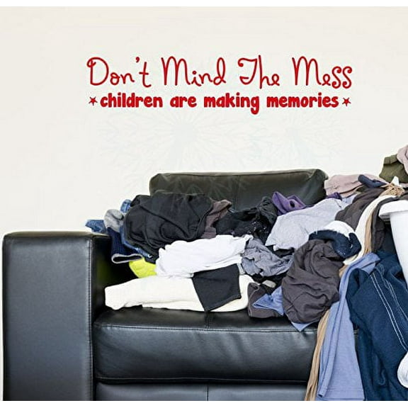 Children Making Memories Mess Best Vinyl Lettering Quote Family Wall Decals Stickers 23x5-Inch Cherry Red