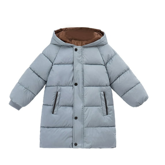 Children Mid-Length Winter Down Jacket Big Pocket Solid Color Thicken Coat For Boys Girls