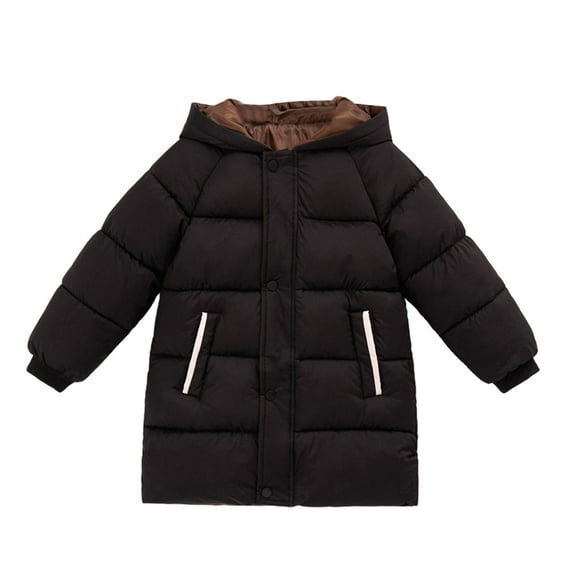 Children Mid-Length Winter Down Jacket Big Pocket Solid Color Thicken Coat For Boys Girls