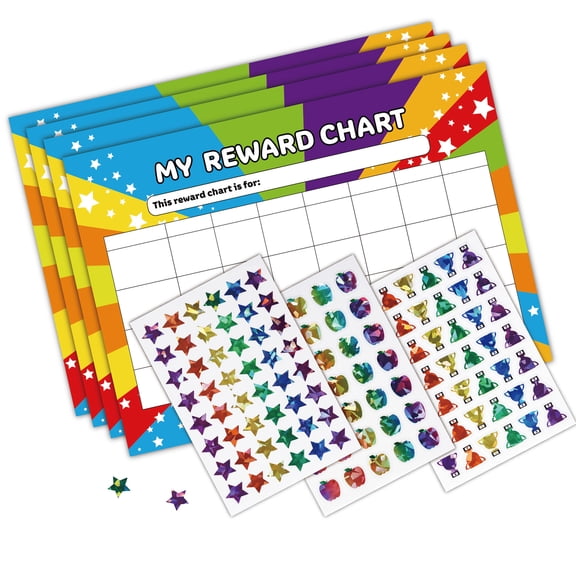 Children Motivational Sticker and My Reward Chart Card Set Sparkling Star Sticker For Children Good Behavior Tracking