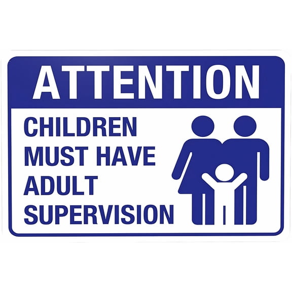 Children Must Have Adult Supervision Warning Sign - 8"x12" Pool Rules Security Metal Sign for Home Business Outdoor Indoor Road Yard