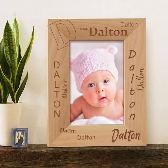 Children Names Personalized Wooden Picture Frame 4" x 6" Brown (Vertical)