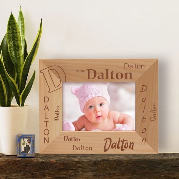 Children Names Personalized Wooden Picture Frame-5" x 3 1/2" (Horizontal)-Brown (Horizontal)