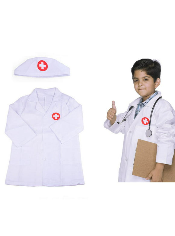 Children Nurse Doctor Role Play Costume Dress-Up Cosplay for Career Experience Senior doctor clothes white