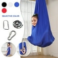 thumbnail image 1 of Children Nylon Stretch Hammock for Yoga Aerial Swing Seat | Indoor Outdoor Kids Sensory Exercise | 40x110in High-Density Tear-Resistant Fabric | Supports up to 110lbs | Blue, 1 of 2