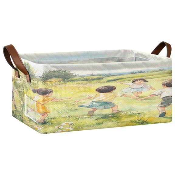 Children Open Home Storage Bins Foldable Metal Frame Shelf Baskets 16.9x11.4x7.7in Water-Resistant