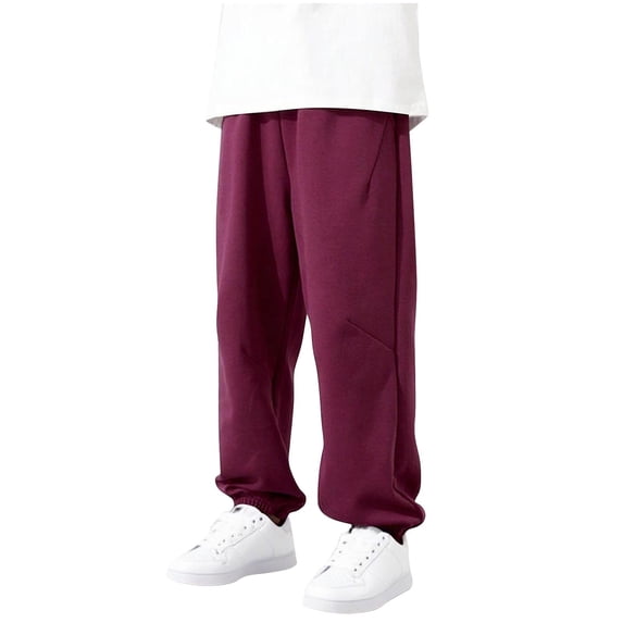 Children Outdoor Jogger Pants New Kids Girls Boys Cotton Sweatpants Casual Baggy High Waisted Jogger Stretchy Children School Uniform Pants Red 5 Years