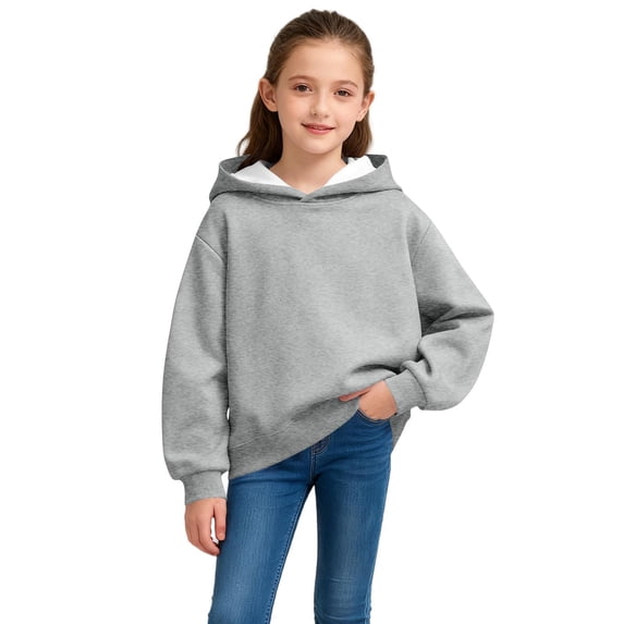 Children Oversized Hoodies Boys Girls Solid Color Pullover Long Sleeve Hooded Sweatshirts Kids Fashion Casual Tops Boy Hoodies & Sweatshirts Gray 13-14Y