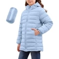 thumbnail image 1 of Children Packable Quilted Jackets, Boys Girls Lightweight Long Coat, Windbreaker with Hood Kids Outwear Winter Padded Coats Sky Blue 8Y, 1 of 8