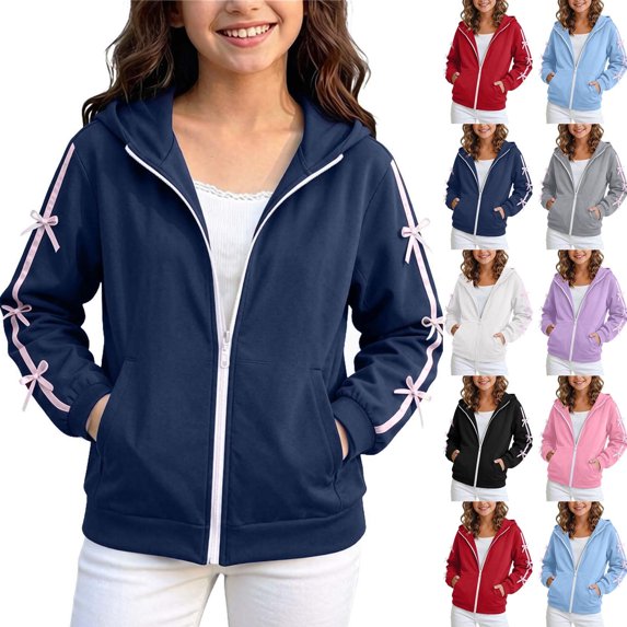 Children Padded Jackets Girls Dqueduo Children's Winter Solid Color Fashion Hooded Long Sleeve Casual Thick Heavy Pullover Sweatshirt Jacket For Boys