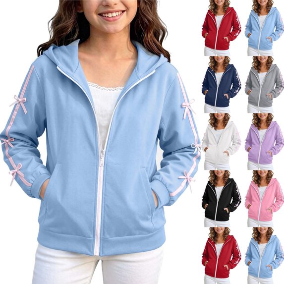 Children Padded Jackets Girls Dqueduo Children's Winter Solid Color Fashion Hooded Long Sleeve Casual Thick Heavy Pullover Sweatshirt Jacket For Boys