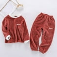 thumbnail image 1 of Children Pajamas Boys New Baby Girl Boys Fall Outfits Fuzzy Sweatsuit Fleece Warm Sweatshirt Pants Outwear Thickened Home Clothes Set Style B-31 Wine 4 Years, 1 of 5