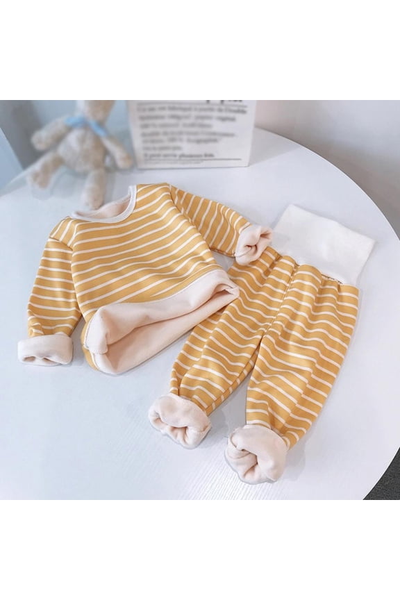 Children Pajamas Toddler Clothing Set Kids Striped Print Sleepwear Autumn Thick Cotton Nightwear Boys Girls Pyjamas Pijamas Set