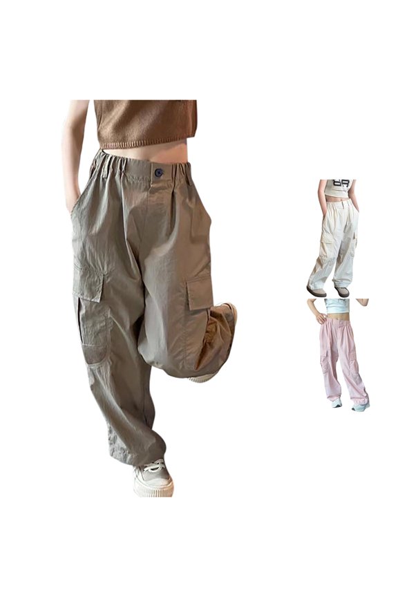Children Pants for Girls Casual High Elastic Waisted Loose Fit Pockets Kid Tall Cargo Sweatpants Streetwear 2t Girls Leggings L Girl Cheerleader Leggings