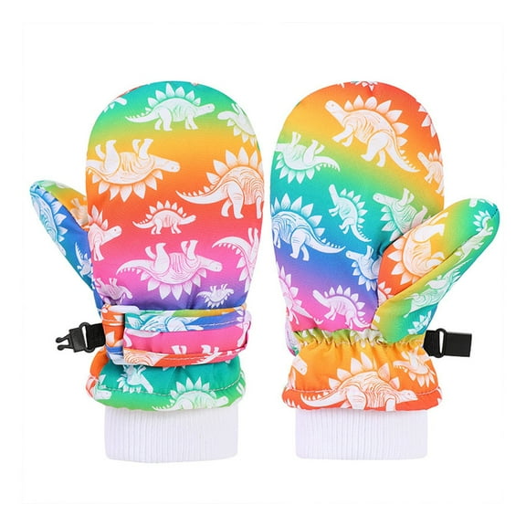 Children Pattern Winter Gloves Flexible Ski Mitts Boy Girls Colorful Snow Gloves Comfortable Full Finger Gloves