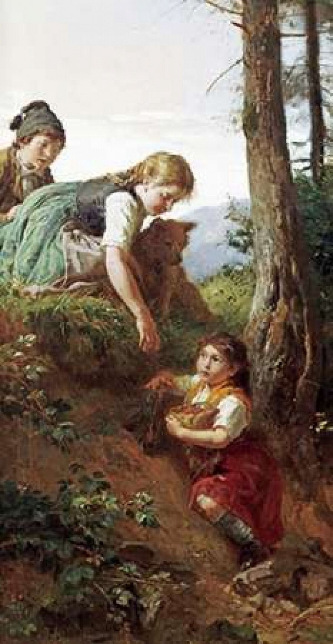 Children Picking Berries Canvas Art - Felix Schlesinger (12 x 18)