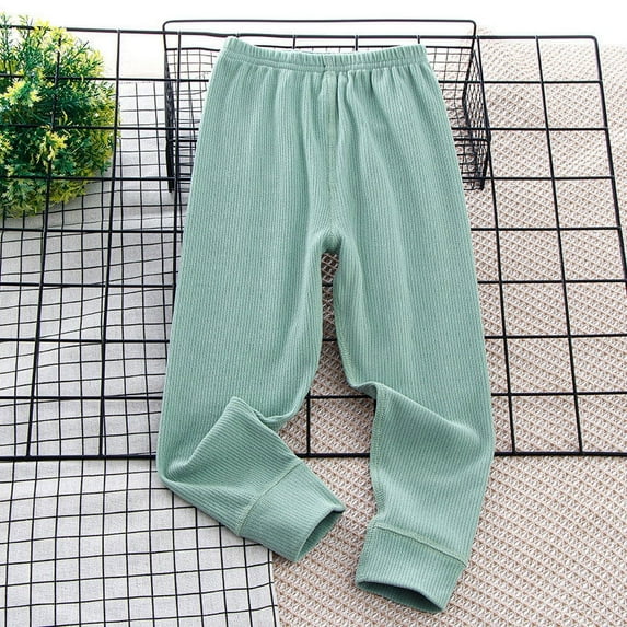 Children Place Pants Ndbuld Children's Winter Pants Solid Print Warm Buttocks Pants For Boys And Girls Full Length Pants,Green,130cm/51.18in (8 Years)