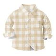 thumbnail image 1 of Children Plaid Pocket Button Up Shirt Long Sleeve School Uniform Top Checkered Print Boys Girls Casual Tops Ages 6Months-8Years, 1 of 7
