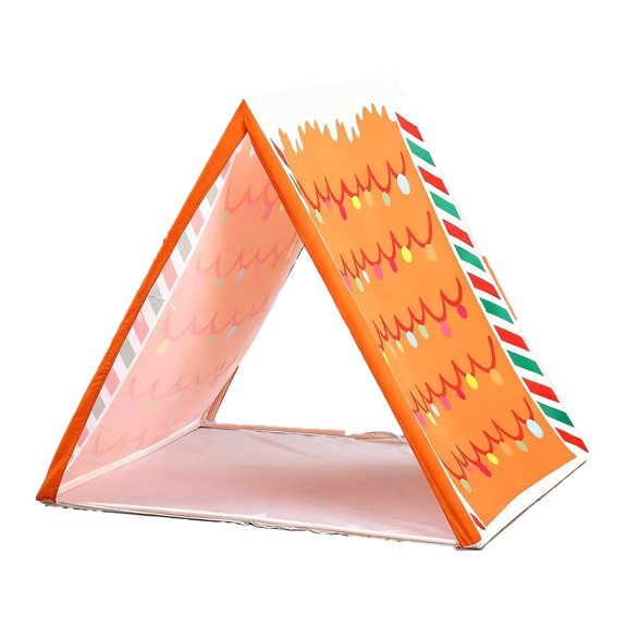 Children Play Tent Indoor Outdoor Foldable Triangle Shape Lightweight Fabric Construction Printed Pattern Portable Design
