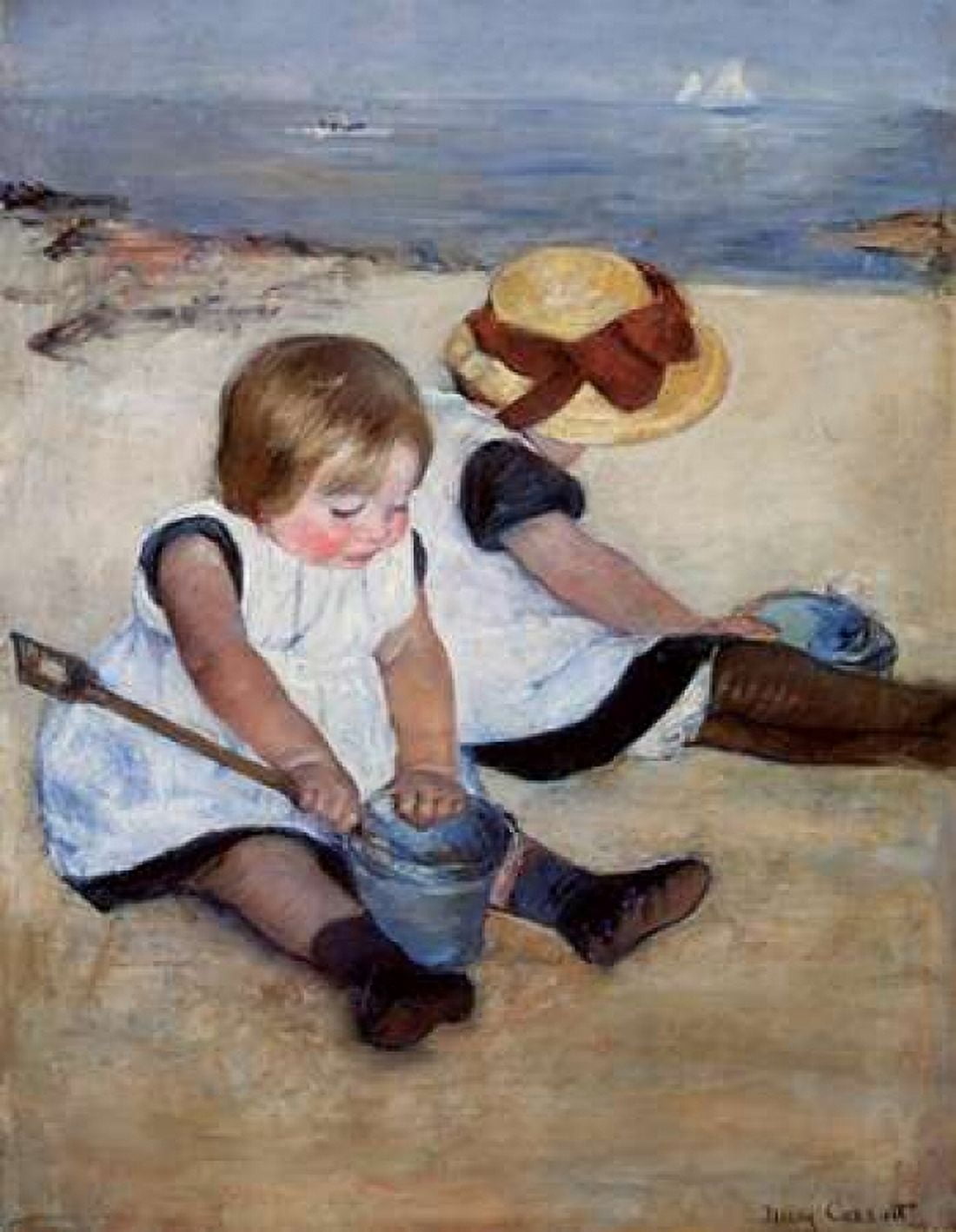 Children Playing On The Beach 1884 Canvas Art - Mary Cassatt (22 x 28)