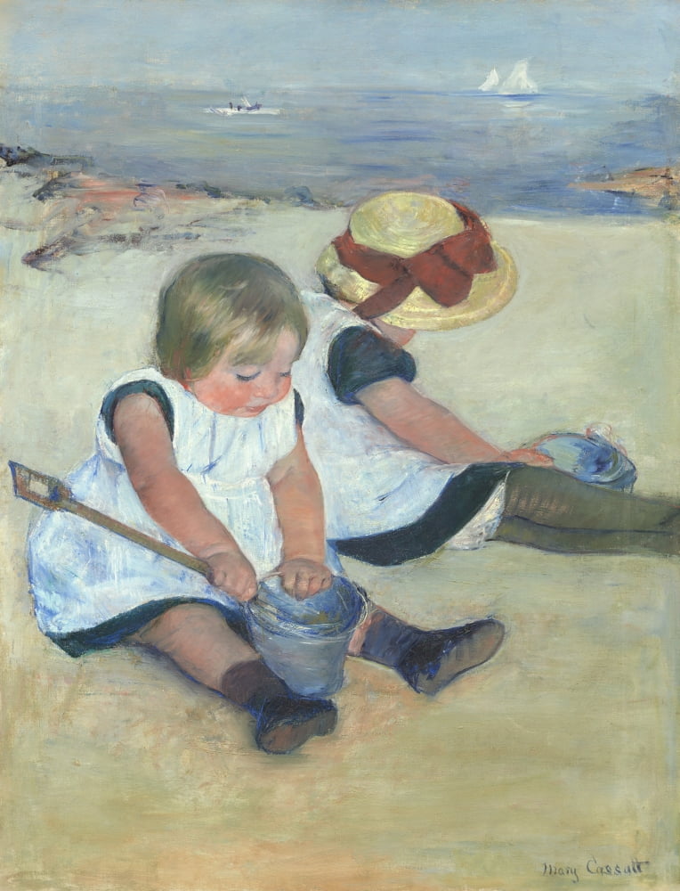 Children Playing On The Beach Canvas Art - (24 x 36)
